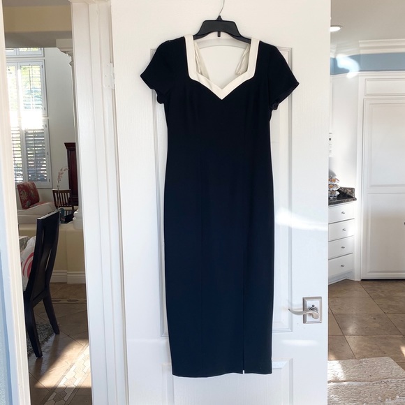 liz claiborne black dress with white trim - Picture 1 of 6